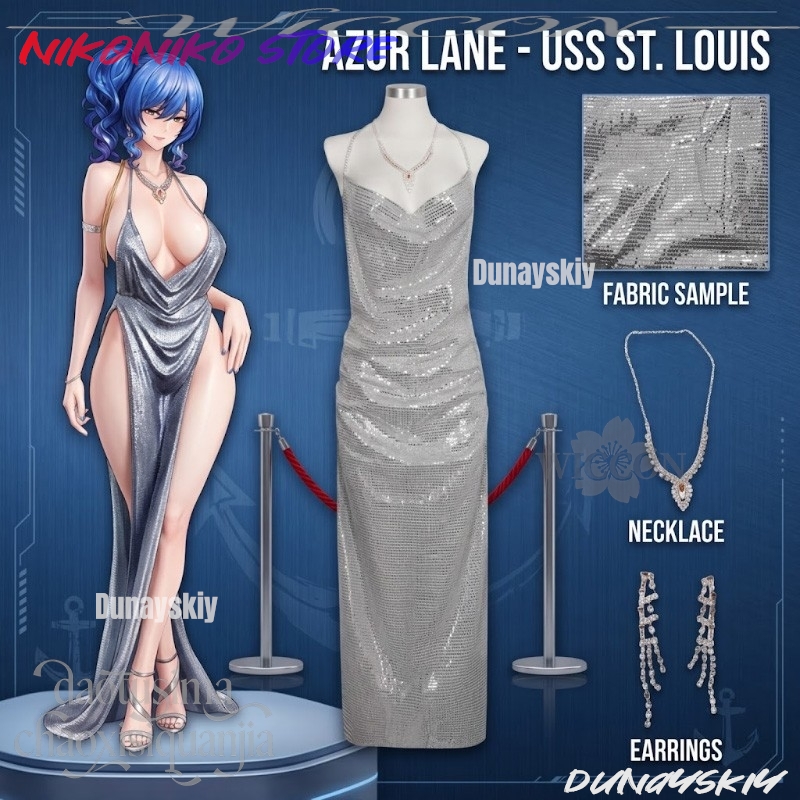 Evening Gown - อะนิเมะเกมอาซูร์ เลน คอสเพลย์ ยูเอสเอส เซนต์หลุยส์ ชุดราตรีประดับเลื่อม
