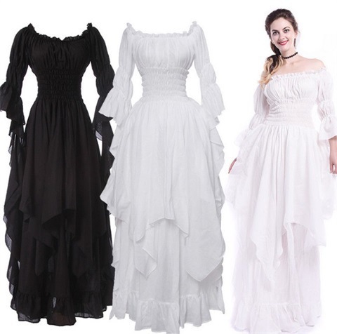 ชุดเดรสสไตล์ยุคกลาง ชุดเดรสยาว - Lace Dress บทวิจารณ์และราคา