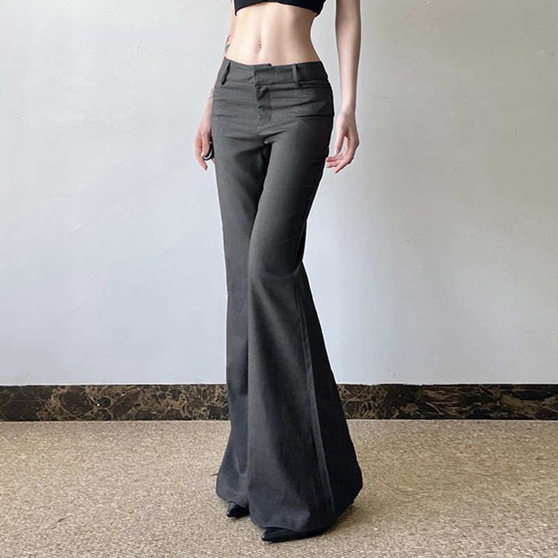 กางเกงขายาวสีเทา ทรงขากว้างเล็ - Tailored Trouser Wide บทวิจารณ์และราคา