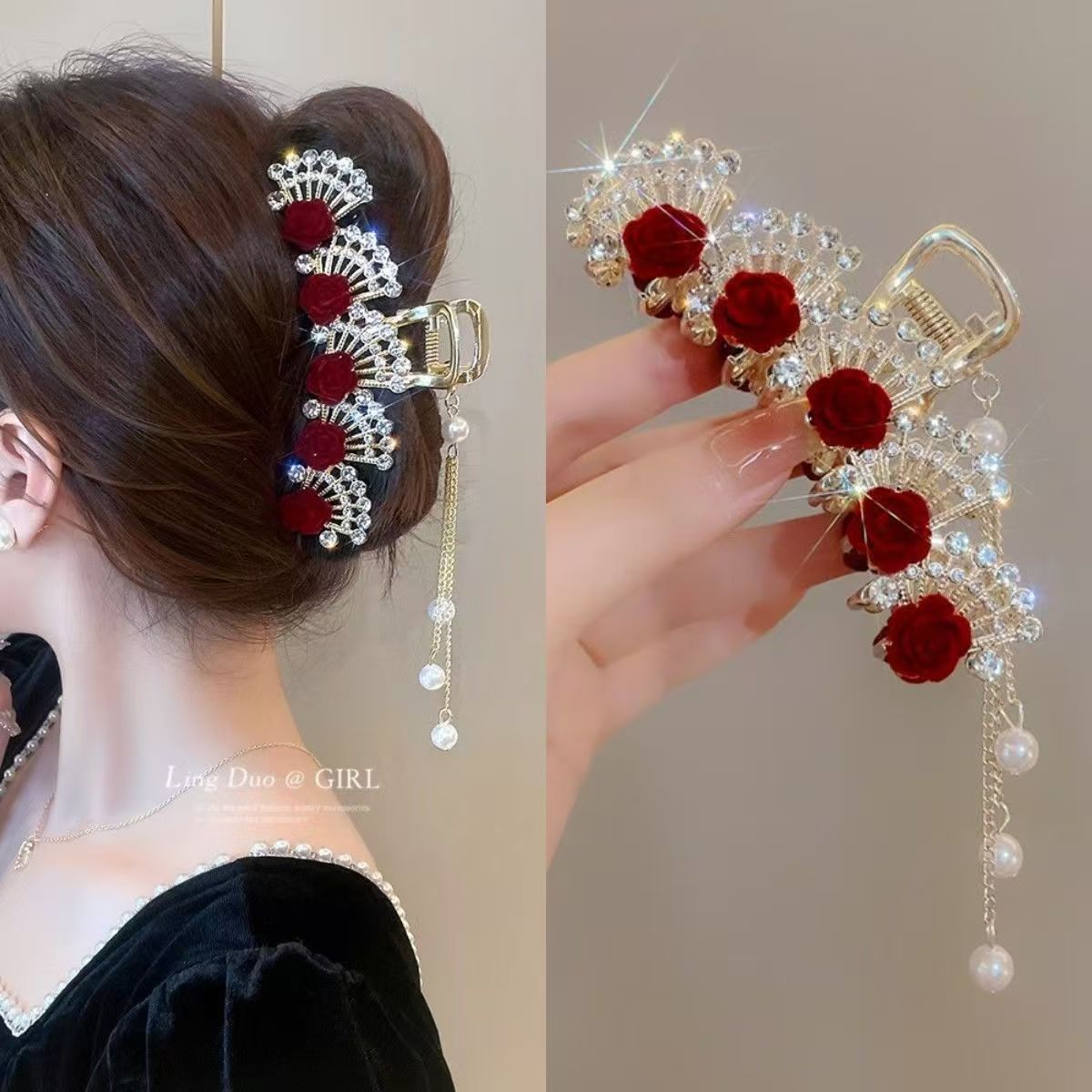 กิ๊บติดผมลายดอกไม้สีแดงวินเทจป - Women'S Red Formal Wear บทวิจารณ์และราคา