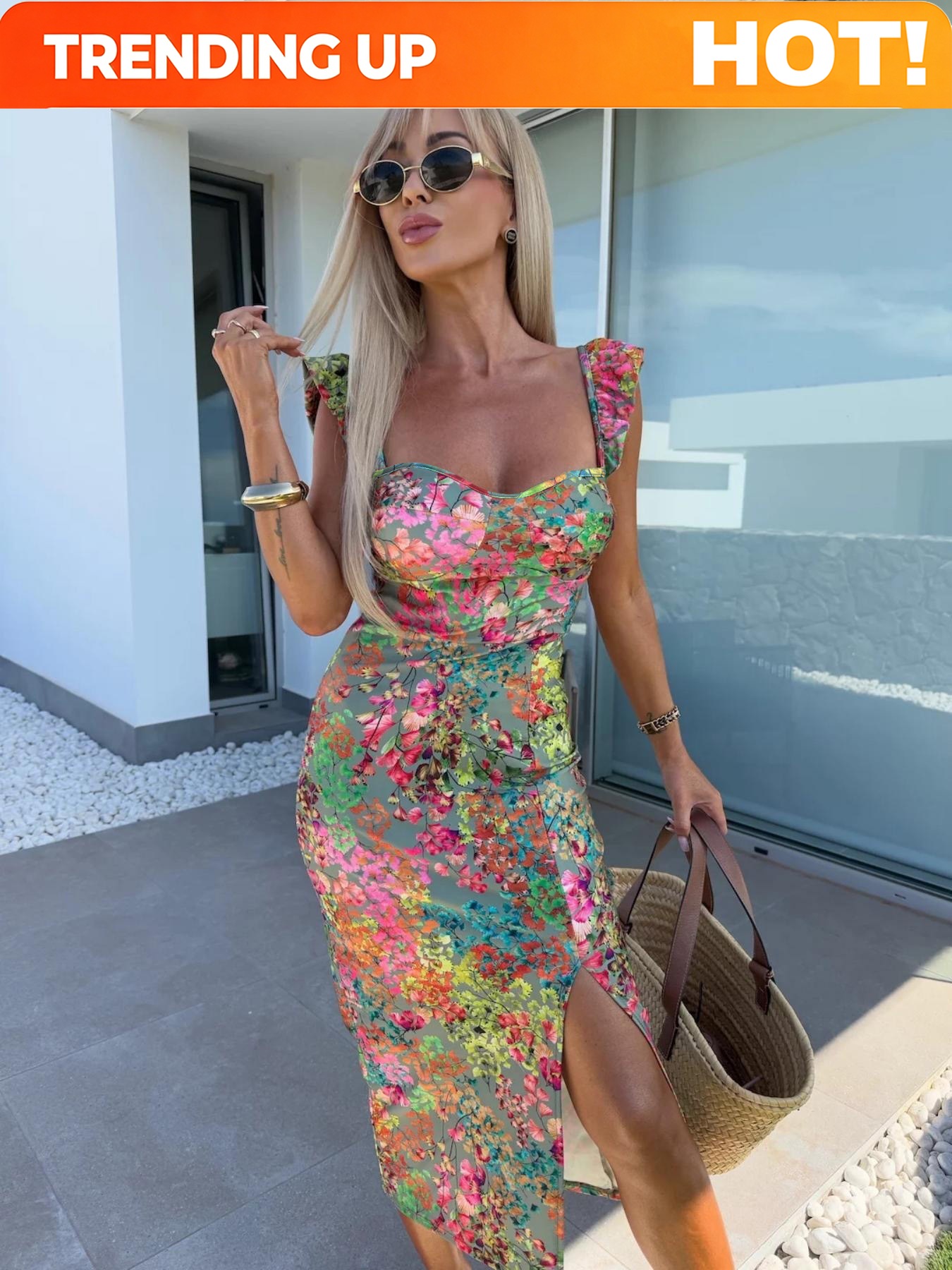 เดรสพิมพ์ลายสไตล์โบโฮสุดหรูสำห - Midi Dress บทวิจารณ์และราคา